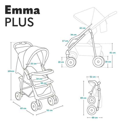 Lionelo Emma Plus Kinderwagen bis 15 kg, Buggy faltbar