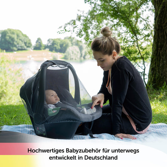 Zamboo Insektenschutz Babyschale, Moskitonetz für Baby Autositz Grau