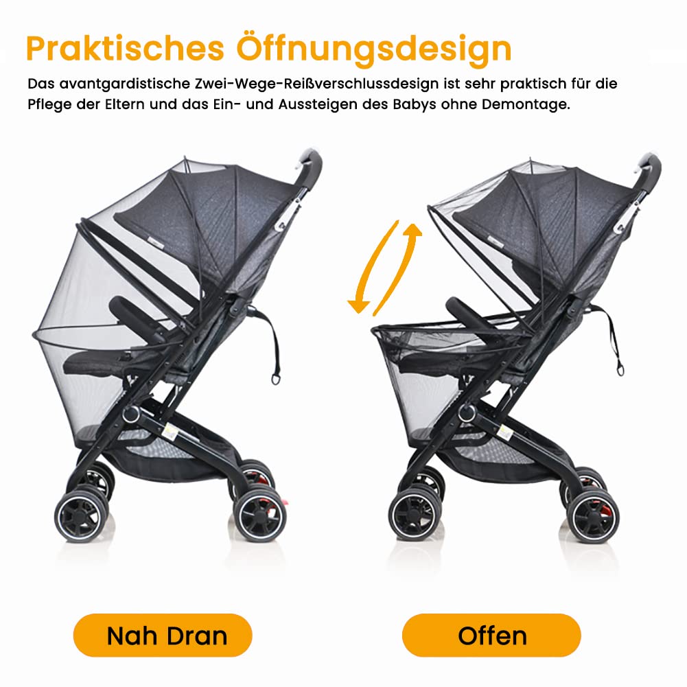 Orzbow Universal Insektenschutz Kinderwagen, Moskitonetz Schwarz