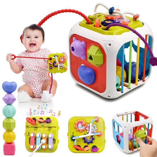 Montessori Babyspielzeug 7 in 1, Motorikwürfel ab 1 Jahr