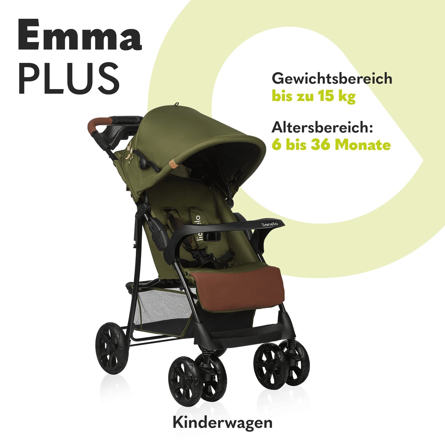 Lionelo Emma Plus Kinderwagen bis 15 kg, Buggy faltbar