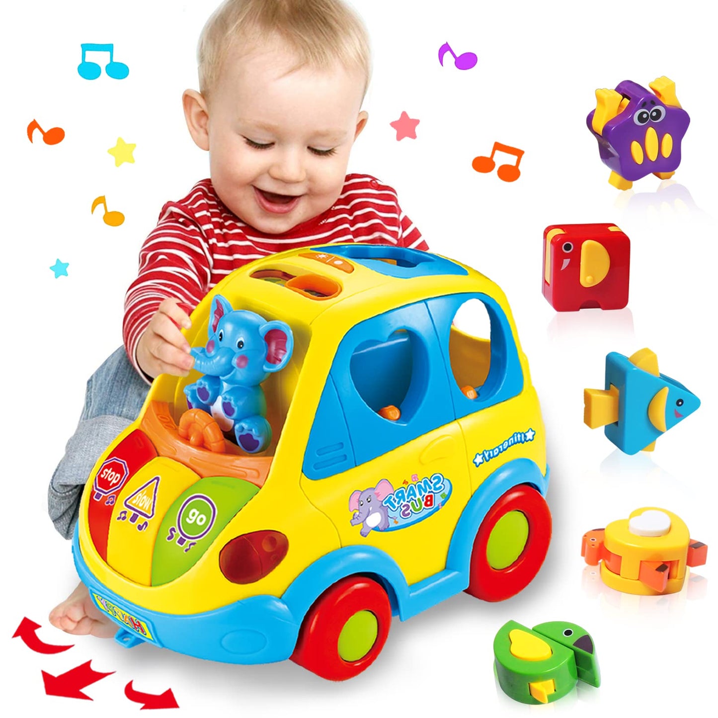 Baby Spielzeug ab 1 Jahr, Form Sortieren Bus mit Musik
