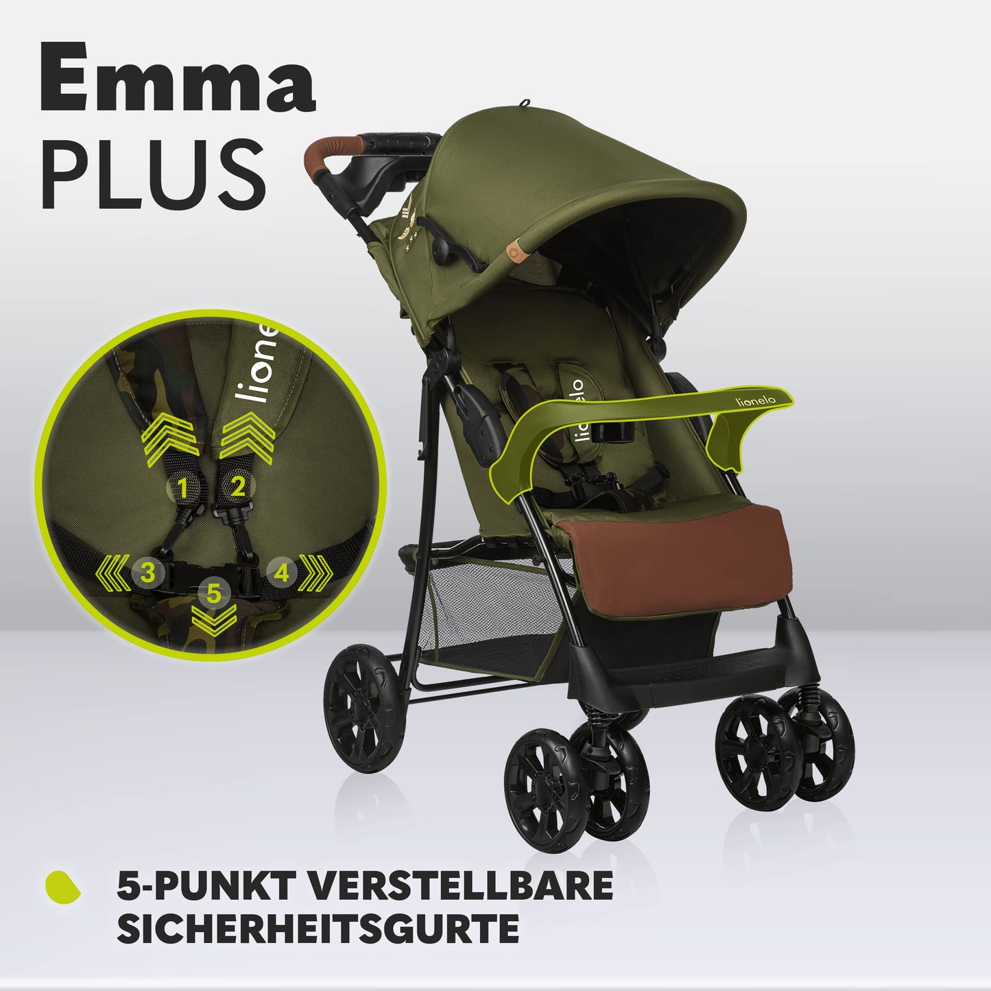 Lionelo Emma Plus Kinderwagen bis 15 kg, Buggy faltbar