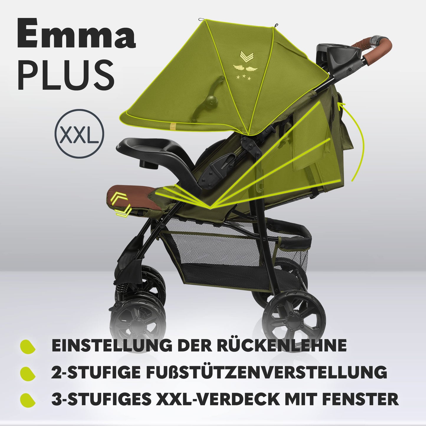 Lionelo Emma Plus Kinderwagen bis 15 kg, Buggy faltbar
