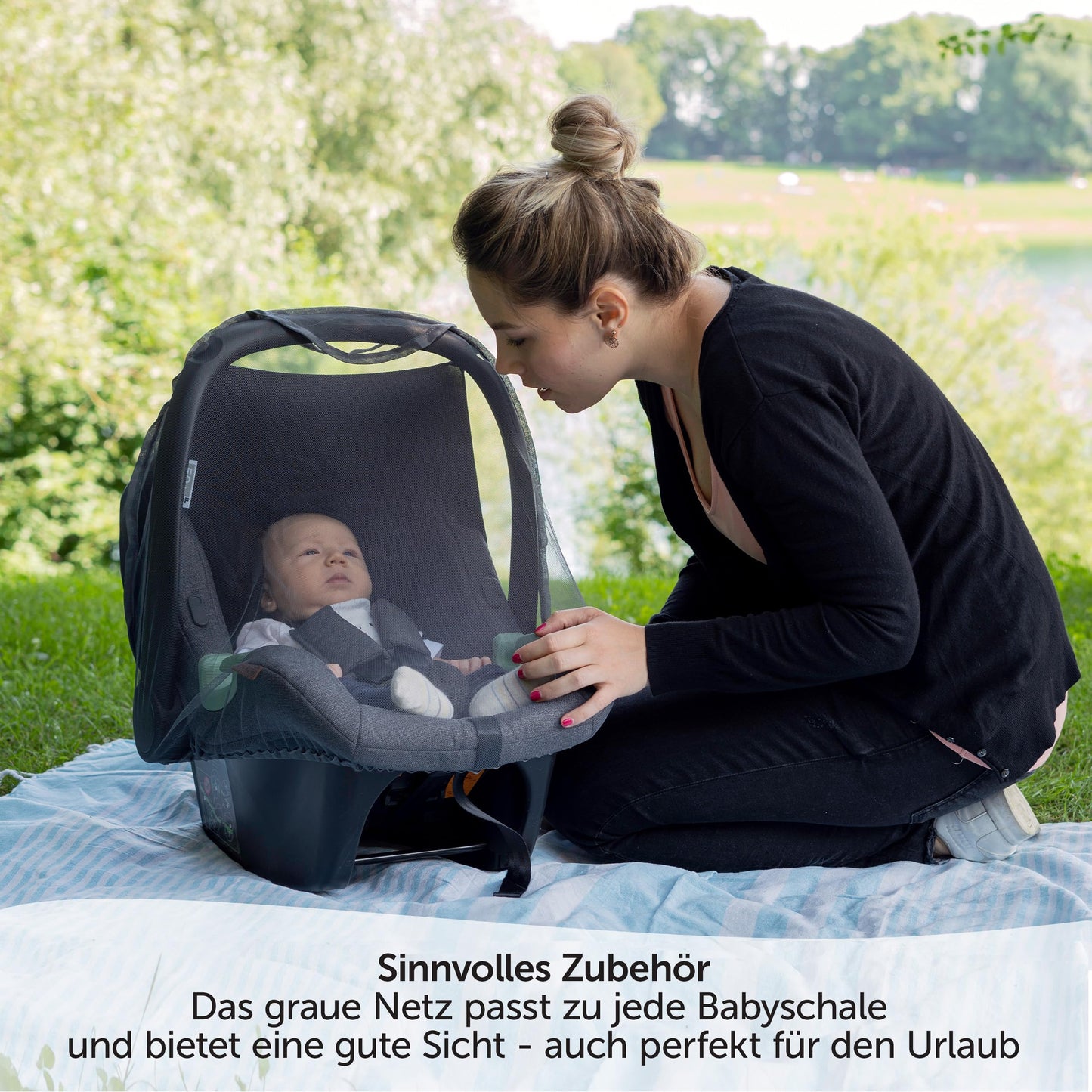 Zamboo Insektenschutz Babyschale, Moskitonetz für Baby Autositz Grau