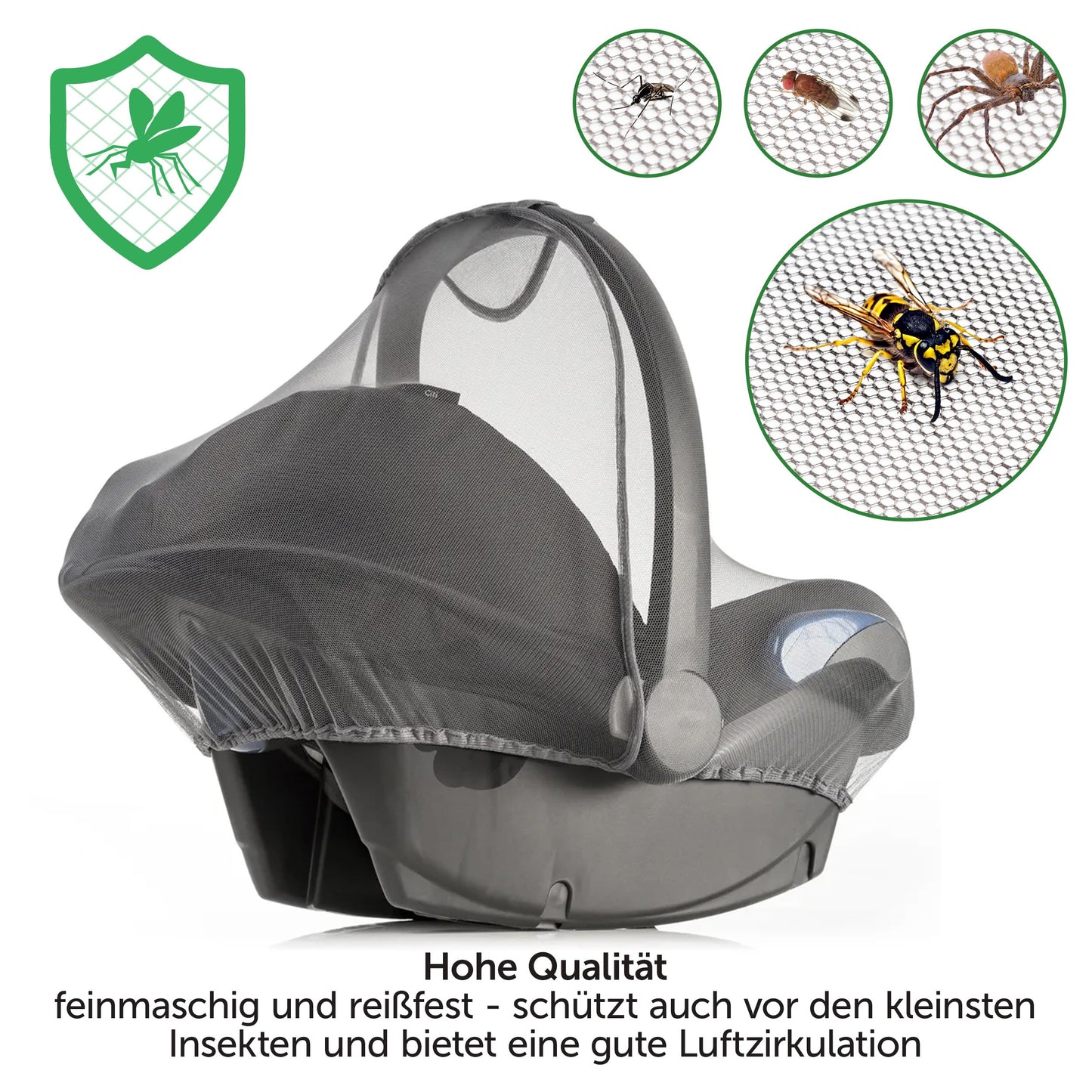 Zamboo Insektenschutz Babyschale, Moskitonetz für Baby Autositz Grau