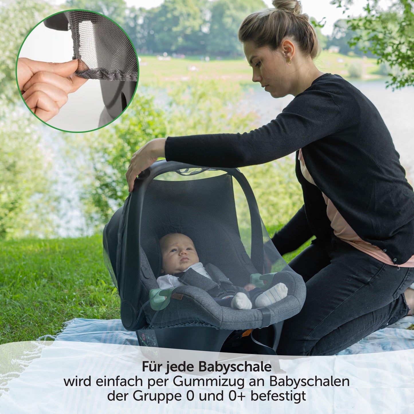Zamboo Insektenschutz Babyschale, Moskitonetz für Baby Autositz Grau